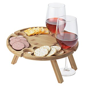 Bamboo Portable Wine & Cheese Table